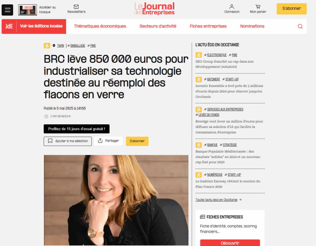 Le journal des entreprises, article, BRC, circulaire, levé de fond