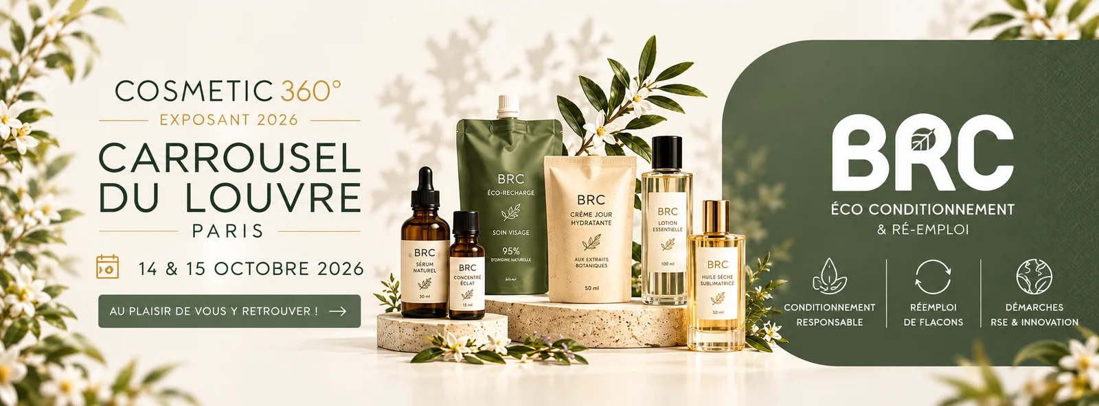 BRC, exposant au salon Cosmetic 360° les 14 et 15 octobre 2026 au Carrousel du Louvre à Paris : éco-conditionnement et réemploi